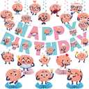 Brain Party Decorations Cartoon Brain Birthday Party Decor Supplies Includes Happy Birthday Banner Brain Hanging Swirls Honeycomb Centerpiece