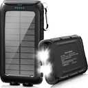Kepswin Solar-Charger-Power-Bank-49800mAh Portable Solar Phone Charger with LED Flashlight/15W Fast Charge USB C Waterproof External Backup Battery Pack for All Cell Phones & Electronic Devices