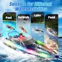 RC Boat with LED Lights, 40+ Mins, Self-Righting Waterproof Remote Control Boat for Pools, Lakes, Bathtubs, Summer Water Toys for Kids, Radio Controlled Watercraft (Blue)