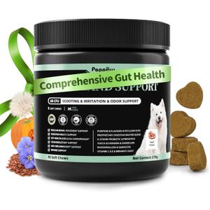 Dog Probiotics & Digestive Enzymes  Pumpkin Fiber Chews for Gut Health, Diarrhea & Upset Stomach Relief, Gas & Stool Support, Beef Flavor Soft Chews  90 Count