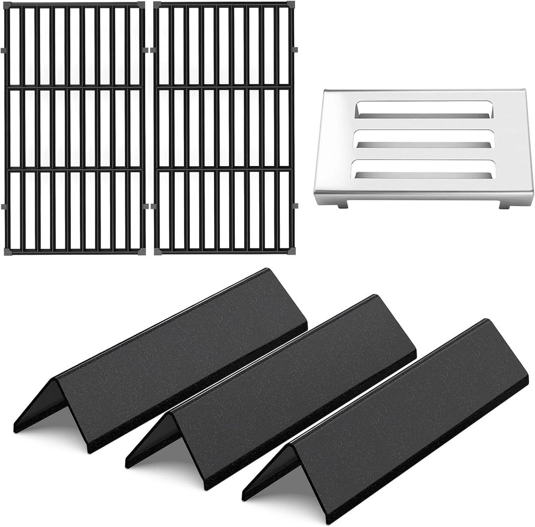 QuliMetal 7637 7635 67060 Grill Replacements for Weber Spirit E210,E220,S210,S215,Spirit 200 & GS4 Spirit II E210,Spirit II E220 with Front Control, Flavorizer Bars+Grates+Heat Deflector