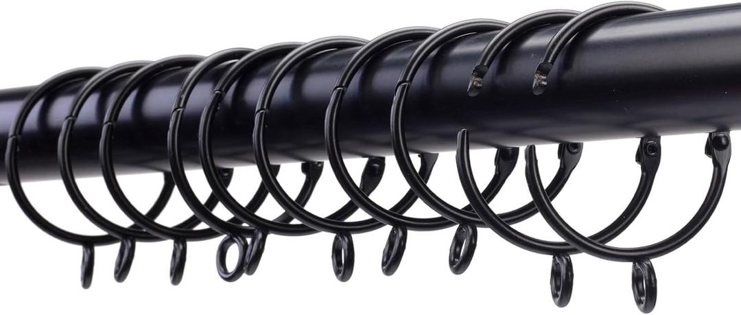Openable Curtain Rings with Eyelets, 1.25inch Heavy Duty Rustproof Metal Drapery Rings,Shower Curtain Rings 24pcs Black Zocang