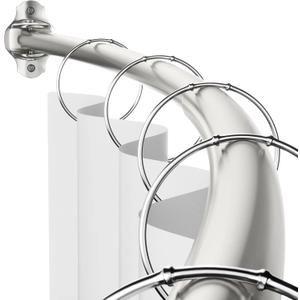 Mcrbeay Curved Shower Curtain Rod, Adjustable 40-72 inches Extra Wide Curved Shower Rods for Bathroom, Stainless Steel Round Shower Curtain Rod for Bathtub, Rustproof, Brushed Nickel