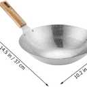 Cabilock Stainless Steel Wok with Wooden Handle 10.2 Inch Frying Pan for Stir Fry Cooking Kitchen Cookware Pot for Home and Restaurant Use