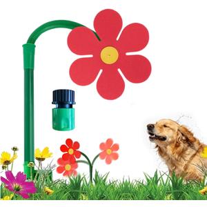 Crazy Daisy Sprinkler - 360° Rotating Dancing Crazy Daisy Water Sprinkler for Lawn Garden, Funny Sunflower Water Sprinklers for Dogs, Also a Flower Sprinkler and Flower Sprinkler for Dogs (Red)