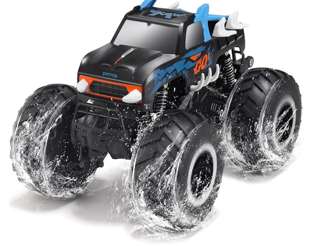 Threeking 1:16 Waterproof Monster Truck Toys RC Cars Amphibious Remote Control Car Trucks 4WD All Terrain Off-Road Pickup Toy for 6 7 8 9 10 11 12 Year Old Boys Girls Kids Gifts Presents