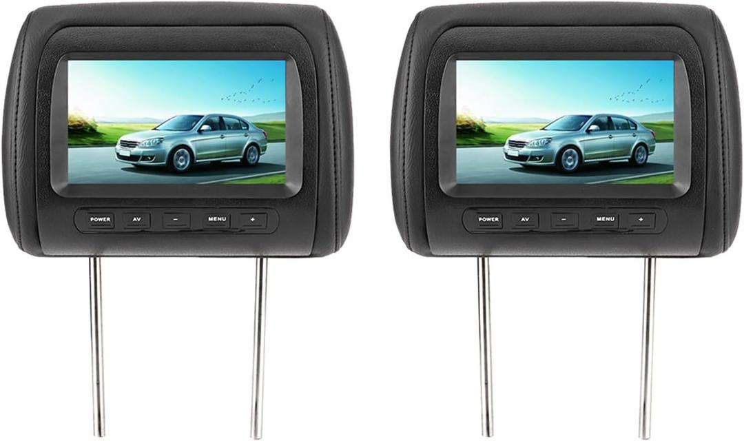 2pcs 7 in Control Adjustable Headrest LCD Video Monitor MP5 Display Black for Universal Car HD 800 x 480 RGB Screen with Infrared Transmitter