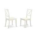 East West Furniture - 2 Solid Wood Seat Chairs, 36x36 Inch, Linen White