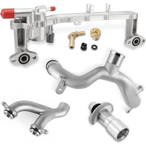 (OEM Part) LR090630 Aluminum Water Pump Thermostat Top Crossover Hose (Only Fit 5.0L) For 2010-2020 Land Rover LR4,Range Rover,Range Rover Sport 5.0L V8 LR109402 LR122709 LR087559 LR077042