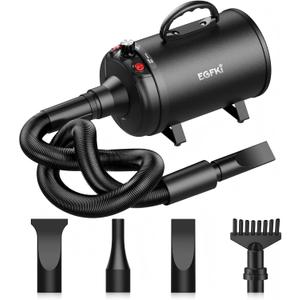 Dog-Hair-Dryer, 5.2HP/ 3800W High Velocity Pet Blow Dryer with Heater for Grooming, Speed Temperature Adjustable Dog Blower Grooming Dryer with 4 Nozzles