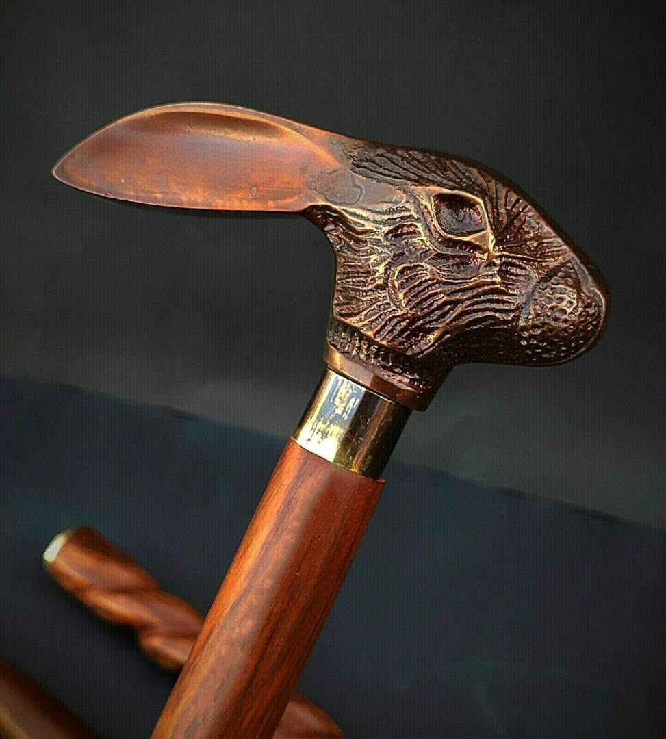 Vintage Antique Walking Cane Wooden Walking Stick Silver Brass Handle Knob Gift Handmade