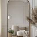 Antok Arched Full Length Mirror, 71"x28" Floor Mirror with Carved, Full Body Mirrors for HomeDecor, Standing/Halling Large Wall Mirror for Bedroom, Living Room, Cloakroom, Bronze, Retro Style