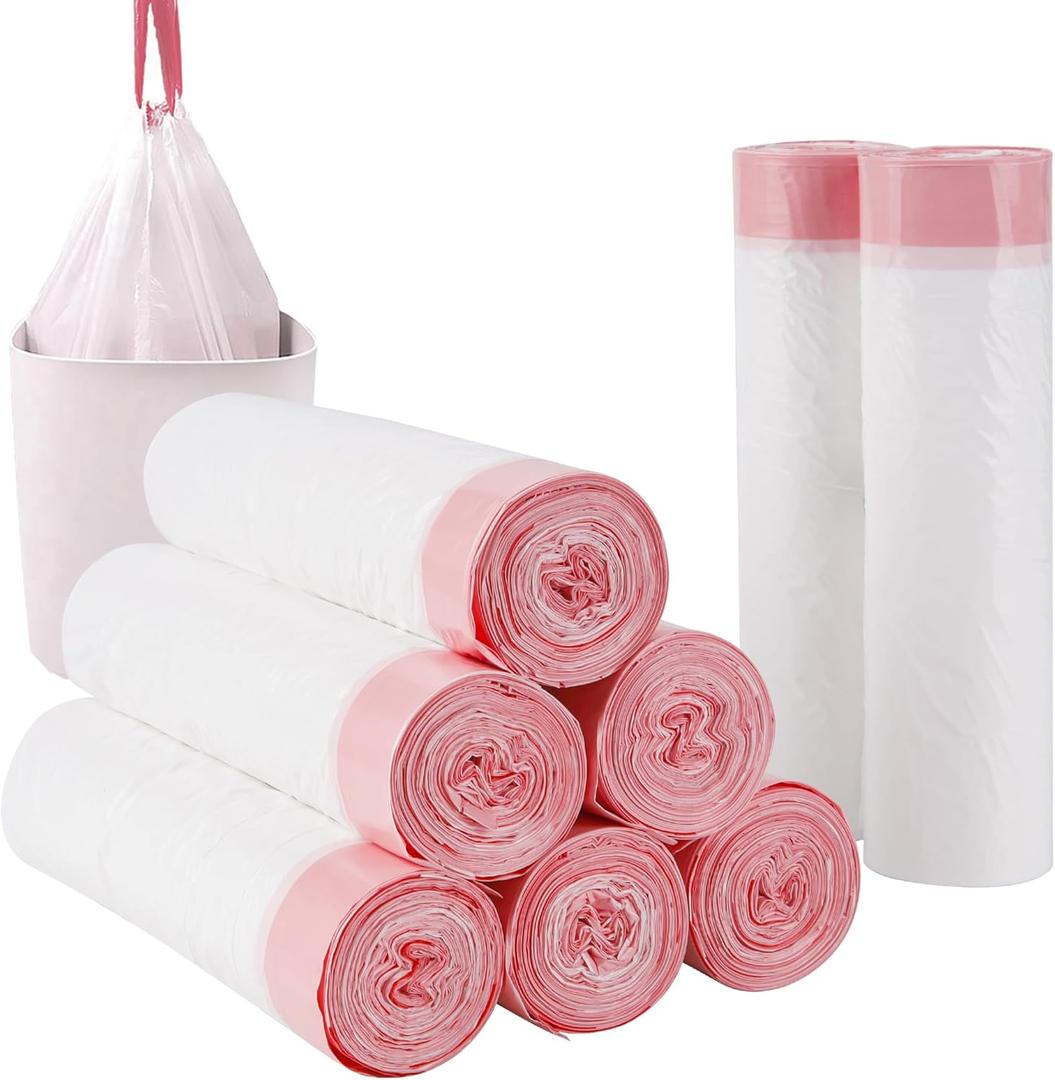 8 Gallon Trash Bags, 120 Count, White Drawstring Garbage Bags, Thick Plastic Trash Can Liners, Unscented, Fits 30 Liter Wastebaskets for Home Kitchen Bathroom Office (22.1 x 25.6 in)