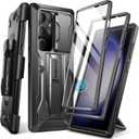 TONGATE for Samsung Galaxy S23 Ultra Case, [Built-in Slide Camera Cover & Screen Protector] [2 Front Frame] Military Grade Shockproof S23 Ultra Phone Case with Kickstand & Belt-Clip 6.8", Black