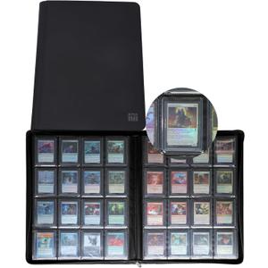 16 Pocket Toploader Binder, Holds 640 Top Loaders, Toploader Binder with Sleeves for 3'' x 4'' Toploaders (Black)