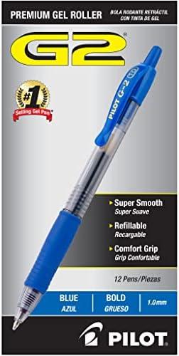 Pilot, G2 Premium Gel Roller Pens, Bold Point 1 mm, Pack of 9, Blue