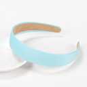 3 x WantGor Satin Headbands for Women, 1.2 Inch Wide Solid Hair Bands Plain Hairband Holiday Head Band Hair Accessories for Crafts DIY (Blue)