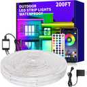 vimeepro 200ft Outdoor LED Strip Lights Waterproof,IP68 Waterproof LED Light Strips with Remote,App Control Music Sync RGB Outdoor LED Rope Lights,LED Lights for Bedroom,Roof,Pool,Deck,Balcony