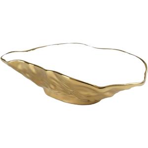 Pampa Bay Porcelain Small Oyster Bowl, 7.5 x 4.5 Inch, White/Gold Tone, Oven and Dishwasher Safe, Small