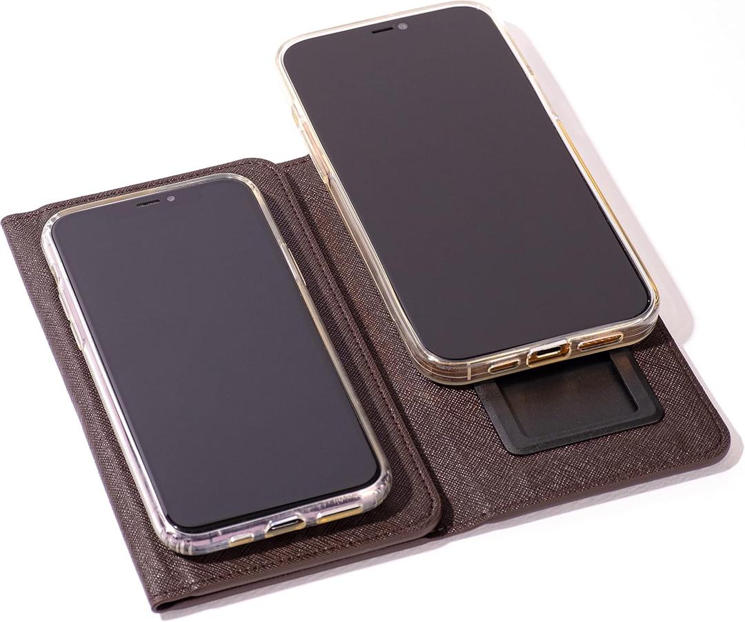 Duo Phone Case for 2 Phones | Multi Purpose Hiquality Leather Cell Phone Case, Cell Phone Wallet | Folding Variation | All Phone Types Available | iPhone, Galaxy, Motorola, etc | (Brown)
