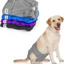 Luxja Reusable Female Dog Diapers (Pack of 4), Washable Wraps for Female Dog (Medium, Gray+Purple+Black+Blue) (M: waist 14"-20", Gray+Purple+Black+Blue)