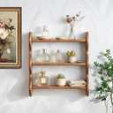 3 Tier Solid Wood Wall Shelf, Rustic Floating Storage Organizer