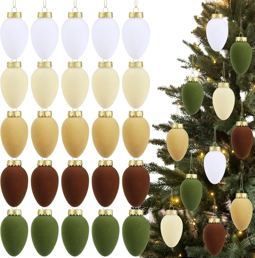 15 Pcs Christmas Velvet Balls Bulk C9 Flocked Christmas Tree Ball Ornaments Plastic Shatterproof Xmas Decorative Hanging Home Ornaments for Xmas Tree Party Holiday Decor (3.15'',Morandi)