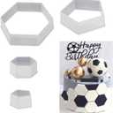 Soccer Ball Cookie Cutter,Hexagon Cookie Cutter,Football Cake Decorations - 4 Sizes Geometric Biscuit Cutters Sandwiches Pastry Cutter for Birthday Cake Cupcake Decorating Tools
