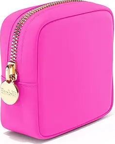 Embla Makeup Bag Travel Cosmetics Pouch and Toiletry Bag, Nylon Zipper Pouch Purse, Cute Make Up Organizer Storage Tote for Women Girls, Travel Skincare Case, Small Makeup Bags Pink