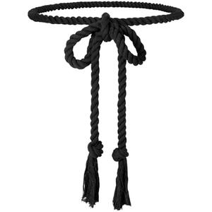 Balteus Braided Cotton Waist Rope Tie Belt Versatile Medieval Women Men Long Woven Tassels Belt for Dresses Pants