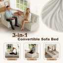 Folding Sofa Bed, Convertible Sleeper Chair & Couch Bed with Pillow, One-Piece High-Density Sponge Mattress, Multi-Purpose Corduroy Floor Sofa for Living Room, Office, Apartment, Beige, Single