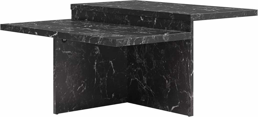 CosmoLiving Brielle Two-Tiered Coffee Table, Faux Black Marble