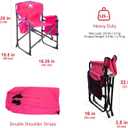 SUNNYFEEL Small Camping Chair, Portable Folding Aluminum Directors Chairs Lightweigh with Cup Hold, Pocket for Beach,Trip,Picnic,Outdoor Sports Events Foldable Camp Lawn Chair with Backpack Straps