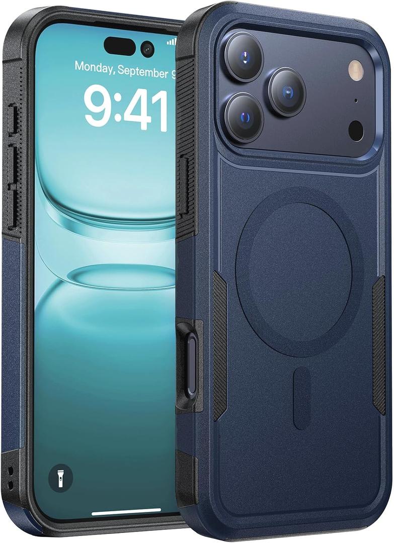 Heavy Duty Case for iPhone 17 Pro Max [Fit for MagSafe] Military-Grade Shockproof Protection Rugged Phone Case, Anti-Fingerprint Cover for i Phone 17 Pro max 6.9", Blue