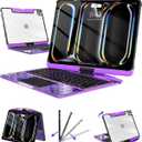 Wireless Keyboard Case for iPad Pro 13" (M5/M4, 2025/2024), Transparent Protective Cover with 7-Color Backlit Keyboard, 360 Rotating Stand, Multi-Touch Trackpad and Pencil Holder, Purple