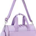 Mini Gym Bag for Women Girls Cute Small Duffle Bag 12'' with Multifunctional Pockets Workout Sport Bags Dance,Fitness,Yoga (B-Purple)