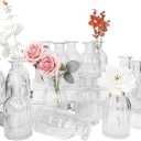 5.8 High Small Flower Vases - Set of 16 Clear Glass Bud Vases - Vintage Rustic Centerpieces for Weddings, Events & Home Dcor