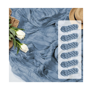 10 Pack Blue Cheesecloth Table Runner Romantic Boho Rustic Gauze Dusty Blue Summer Cheese Cloth Table Runners 35x120 inchs Decor for Wedding Bridal Baby Shower Party Birthday Home Decorations