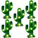 5 Piece Cactus Decor LED Cactus Light Cinco De Mayo Decorations, Fiesta Mexican Party Decorations Green Cactus Night Light Cute Table Lamps for Kid's Room Bedroom Home Decor (4.72 x 2.76 Inch)