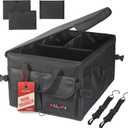 ALLAY Trunk Organizer for Car with Lid  Foldable SUV Trunk Organizer  Multi-Compartment Car Box and Storage  800D Oxford Truck Bed Shelf with Securing Straps, Non-Slip Bottom 65L