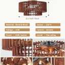 20" Wood Caged Ceiling Fans with Lights, Flush Mount Farmhouse Rustic Ceiling Fan with Light Remote Control, Low Profile with 6 Speeds for Bedroom,Nursery,Living Room, Brown