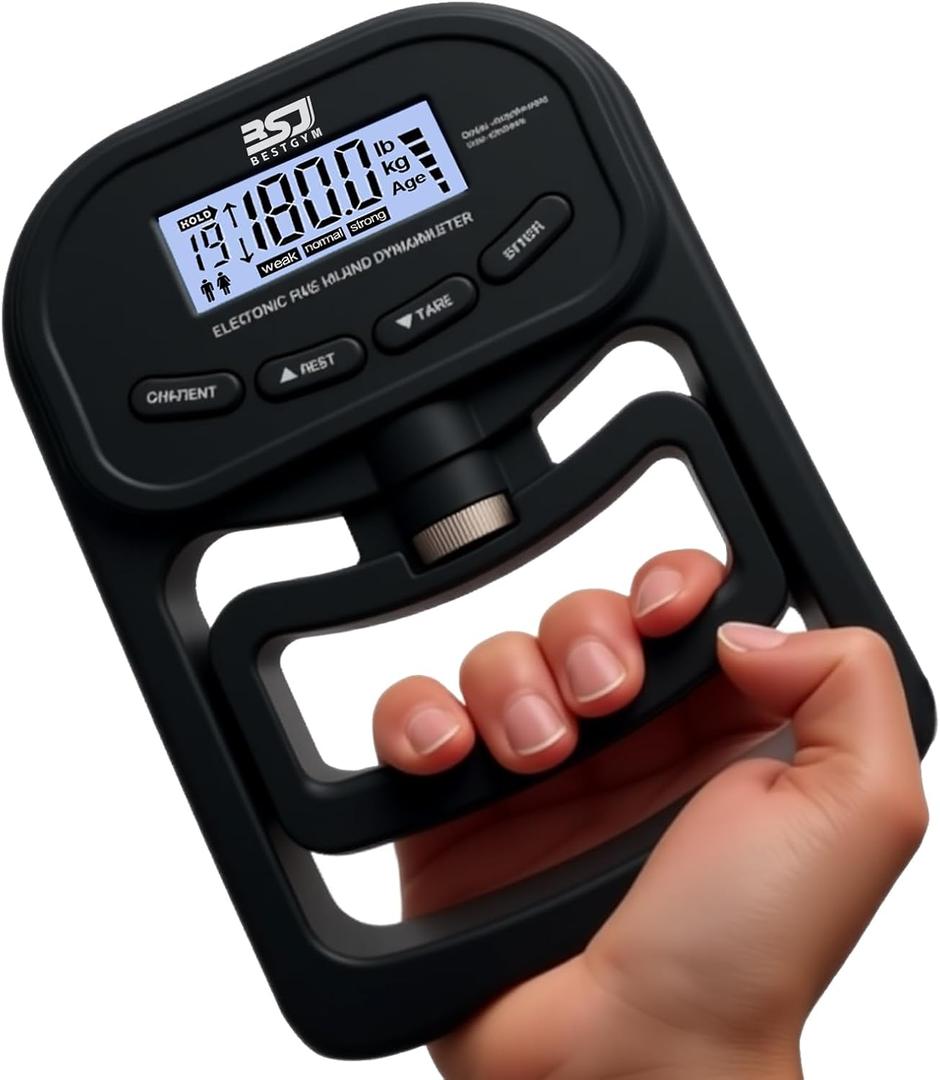 Hand Grip Strength Tester Trainer, 396lbs/180kg Hand Grip Dynamometer with LCD Display, Ideal for Sports, School, and Home Use(Battery Version)