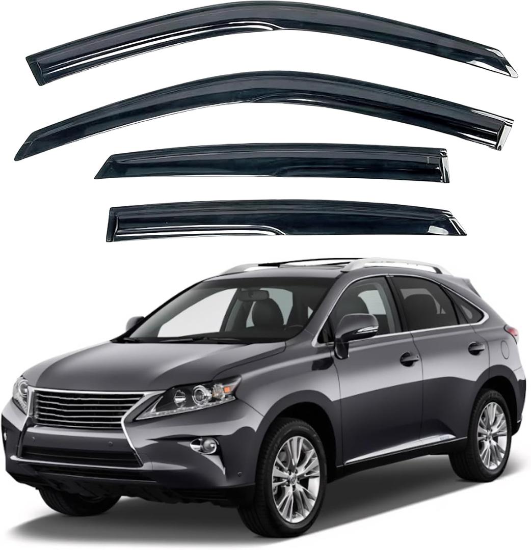 KPY Window Visor Compatible with Lexus RX350 RX450h 2010-2015, 4PC Rain Guard Side Window Vent Deflectors Tape-On Mugen Style, 2010 2011 2012 2013 2014 2015