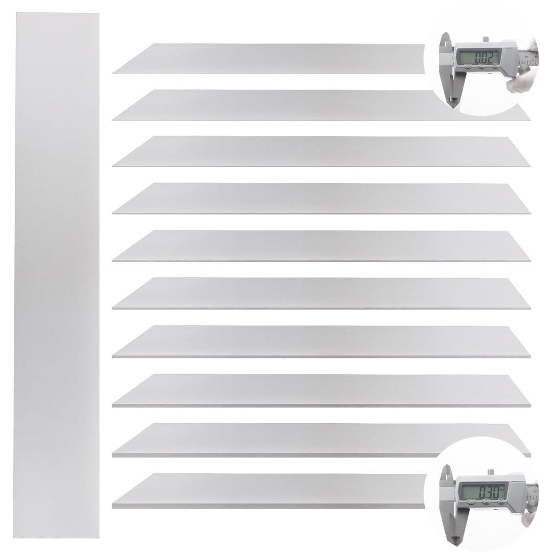 30 PCS Shim Stock Assortment, Thin Metal Strips Shims Stock 304 Stainless Steel 1" W x 6" L, Corrosion Resistant, Burr-Free, Bendable Metal shims for Leveling & DIY, 10 Thickness (0.0007"-0.01")