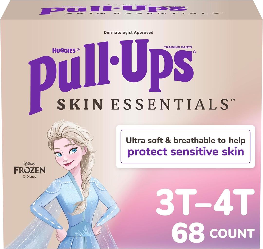 Pull-Ups Girls' Skin Essentials Potty Training Pants, Training Underwear, 3T-4T (32-40 lbs), 68 Ct