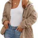 EVALESS Women's Lightweight Diamond Quilted Jacket Casual Winter Open Front Button Down Puffer Coat Outwear Cardigan, XL