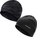 Beanies Skull Caps for Men, Women Warm Helmet Liner Cycling Cap Soft Lightweight Beanie Hat Antistatic Running Beanie (Black+stripe)
