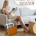 Aocii Magazine Holder, Artificial Leather Magazine Rack Floor with Golden Butterfly Hardware & Antique Brass Buckles, Bathroom Magazine Rack, Magazine Organizer for Floor Standing Home Decor