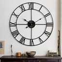 1st owned Large Wall Clock, Metal Retro Roman Numeral Clock, Modern Round Silent Wall Clocks, Easy to Read for Living Room/ Home/ Kitchen/ Bedroom/ Office/ School Decor (Black, 32 Inch)