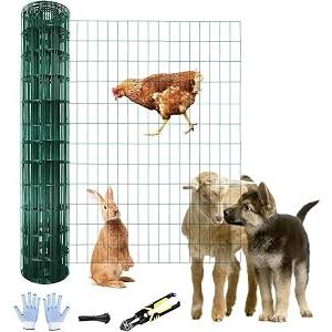 Tongmo 4 ft x 50 ft Green PVC Coated Welded Wire Fence, 16GA Garden Chicken Wire Fence Roll, Mesh Size 2" x 4" Hardware Cloth, Ideal for Yard Protection and Poultry Netting
